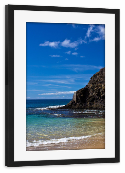 Poster mit Rahmen schwarz "Sandstrand Playa del Papagayo" artboxONE - Natur,Reise,Reise / Strand und Meer,Reise / Länder