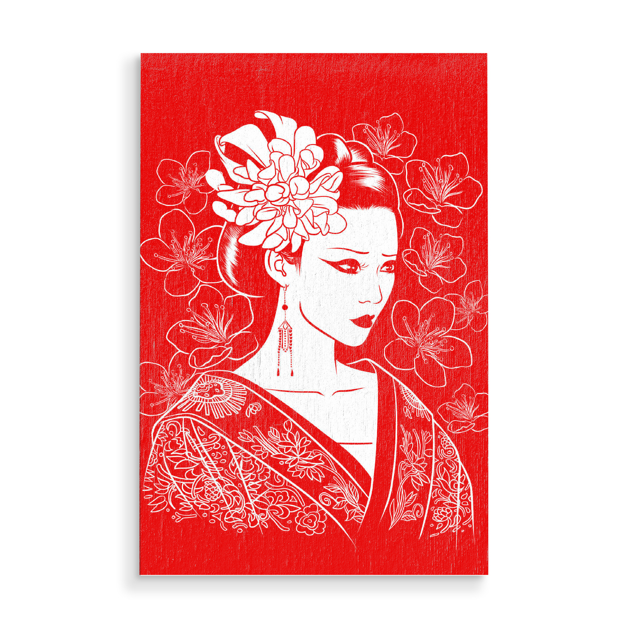 Holzbild "Japanese Geisha flower" artboxONE - Menschen,Städte / Tokio
