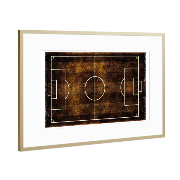 Poster mit Rahmen Gold "Football pitch soccer art" artboxONE - Sport,Sport / Fußball