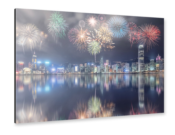Alu-Dibond "Hong Kong Firework" 30x20 cm artboxONE