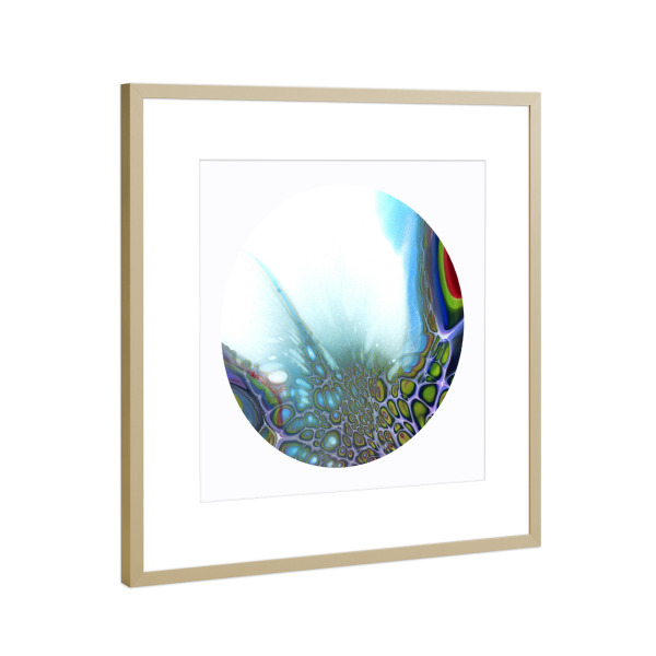 Poster mit Rahmen Gold "Light blue - some green Cells" artboxONE - Abstrakt