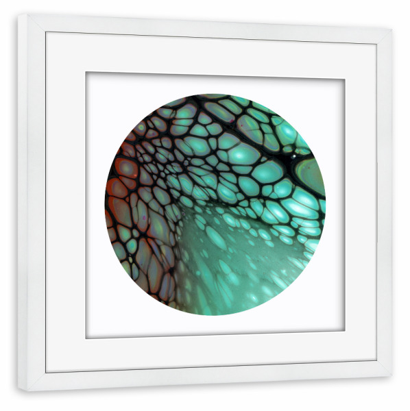 Poster mit Rahmen weiß "Some Red near GREEN" artboxONE - Abstrakt