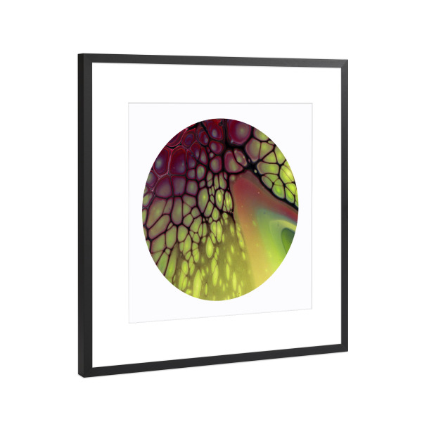 Poster mit Rahmen Schwarz (Metallic) "Red Green - Cells - Art" artboxONE - Abstrakt