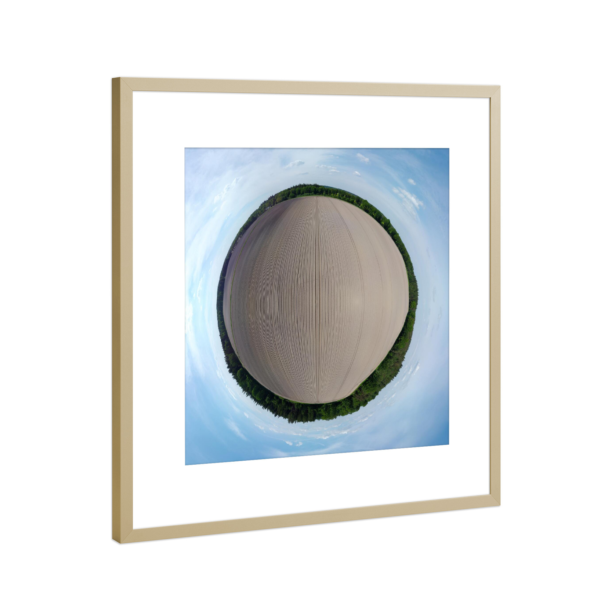 Poster mit Rahmen Gold "Kartoffelacker-Planet" artboxONE - Städte,Natur,Reise,Geometrie,Reise / Länder