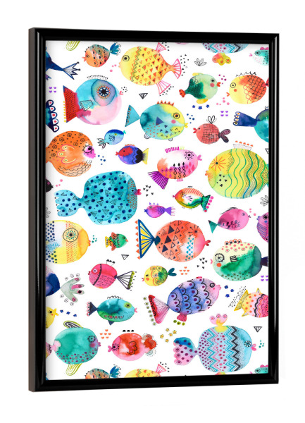 Poster mit schwarzem Rahmen "Cute Puffer Fishes Summer" artboxONE - Natur,Für Kinder,Tiere