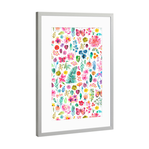 Poster mit Rahmen Silber "Colorful Flowers Forest Plants" artboxONE - Natur,Tiere,Liebe,Für Mama