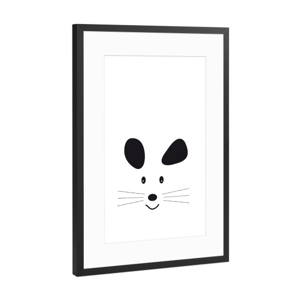 Poster mit Rahmen Schwarz (Metallic) "Maus Mausgesicht Tierportrait" artboxONE - Für Kinder,Tiere,Abstrakt