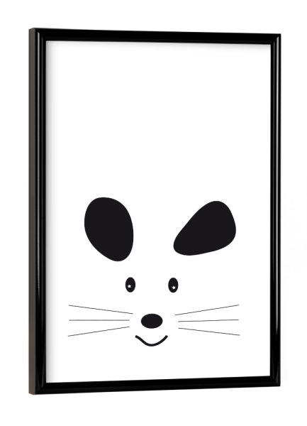 Poster mit schwarzem Rahmen "Maus Mausgesicht Tierportrait" artboxONE - Für Kinder,Tiere,Abstrakt
