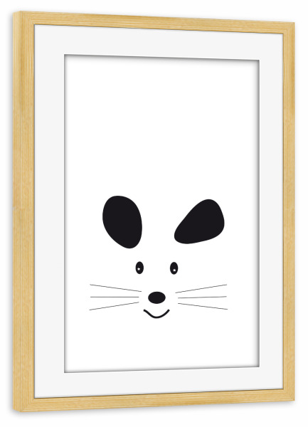 Poster mit Rahmen kiefer "Maus Mausgesicht Tierportrait" artboxONE - Für Kinder,Tiere,Abstrakt
