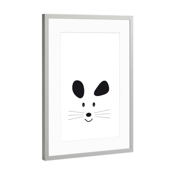 Poster mit Rahmen Silber "Maus Mausgesicht Tierportrait" artboxONE - Für Kinder,Tiere,Abstrakt