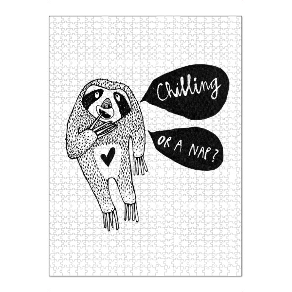 Puzzle Ravensburger "Lea Schulze - Chilling Faultier" artboxONE - Typografie,Tiere,Schwarzweiß,Lustig