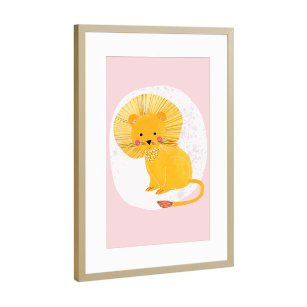 Poster mit Rahmen Gold "Lisa Dolson - Kleiner Löwe" artboxONE - Für Kinder,Tiere