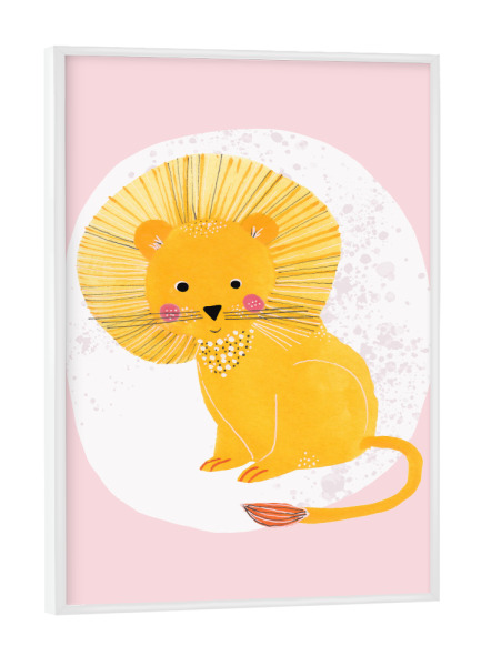 Poster mit weißem Rahmen "Lisa Dolson - Kleiner Löwe" artboxONE - Für Kinder,Tiere