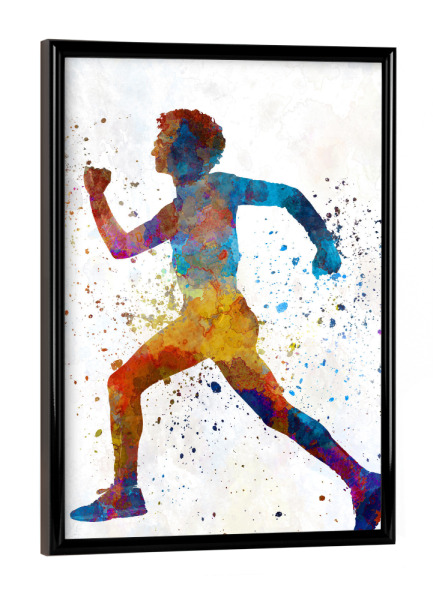 Poster mit schwarzem Rahmen "Man running sprinting jogging-c" artboxONE - Sport