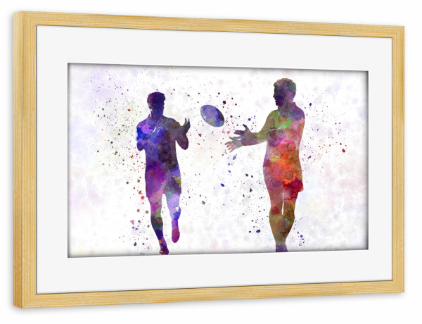 Poster mit Rahmen kiefer "Rugby man player-j" artboxONE - Sport