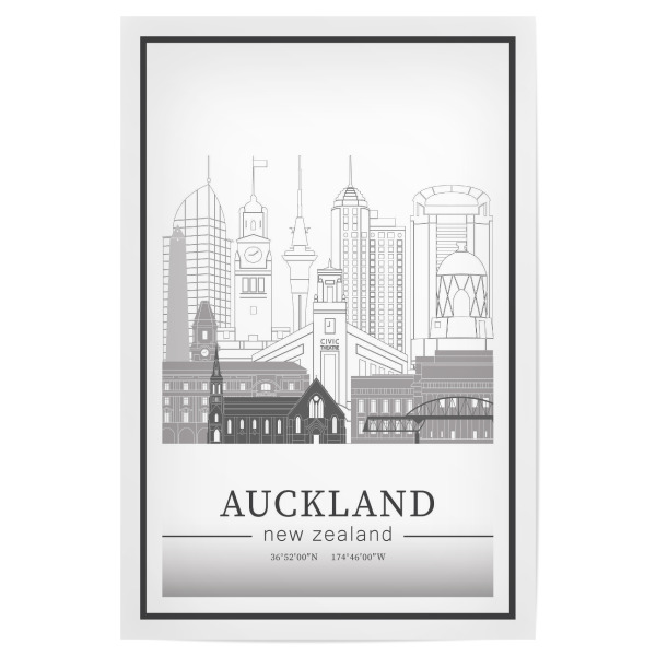 Poster 30x20 cm "Auckland skyline line art" artboxONE - Städte,Reise,Architektur,Kartografie