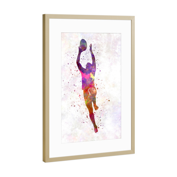Poster mit Rahmen Gold "Rugby man player-b" artboxONE - Sport