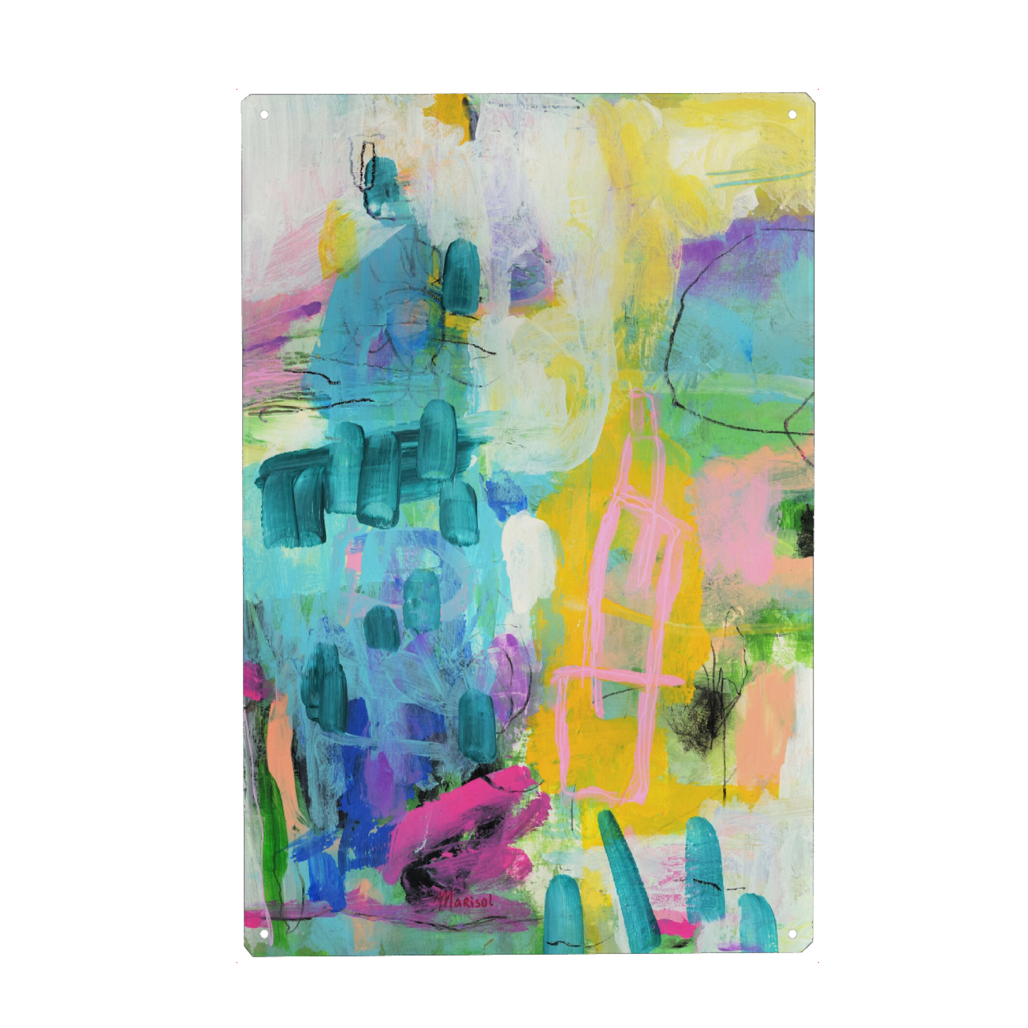 Holzbild "Marisol Evora - Wild Lake" artboxONE - Abstrakt - Farbe,Farbenfroh,Bunt,Leben,Lebendig,Abstrakt,Colorful