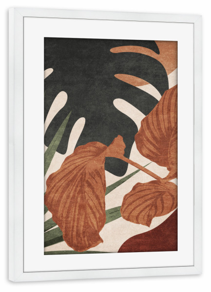 Poster mit Rahmen weiß "Tunaboylu - Dschungelblätter" artboxONE - Natur,Floral