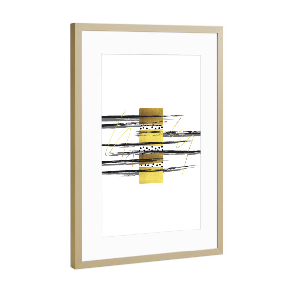 Poster mit Rahmen Gold "DEKO LINIEN Eleganz" artboxONE - Abstrakt