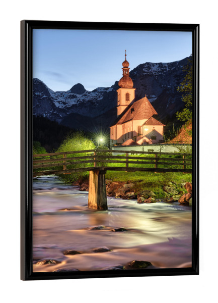 Poster mit schwarzem Rahmen "Abends in Ramsau" artboxONE - Natur,Reise,Architektur