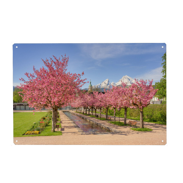 Holzbild "Kirschblüte in Berchtesgaden" artboxONE - Städte,Natur,Reise