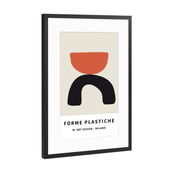 Poster mit Rahmen Schwarz (Metallic) "FORME PLASTICHE IN RED AND BLACK" artboxONE - Abstrakt,Geometrie