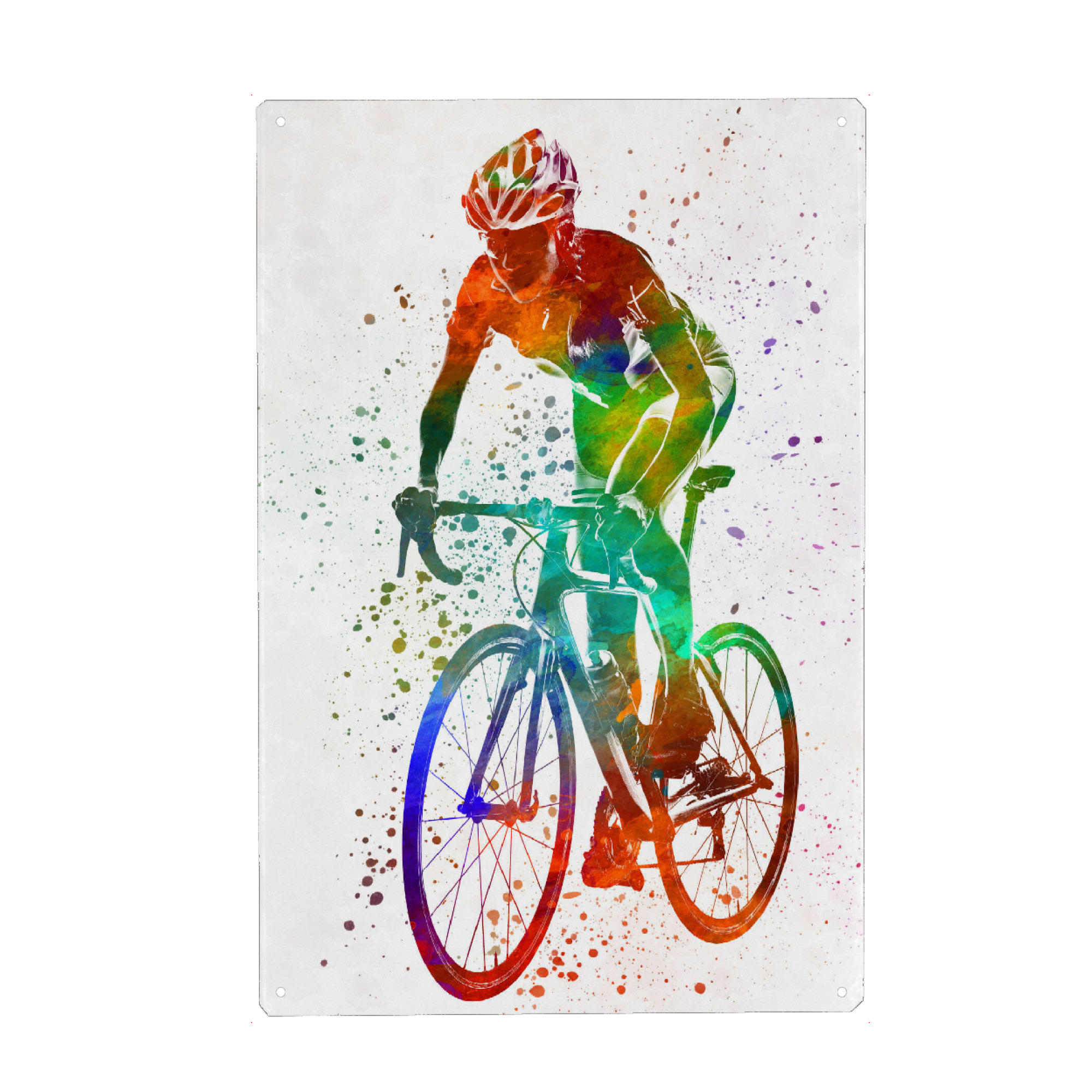 Metall Poster "Woman triathlon cycling-e" artboxONE - Sport