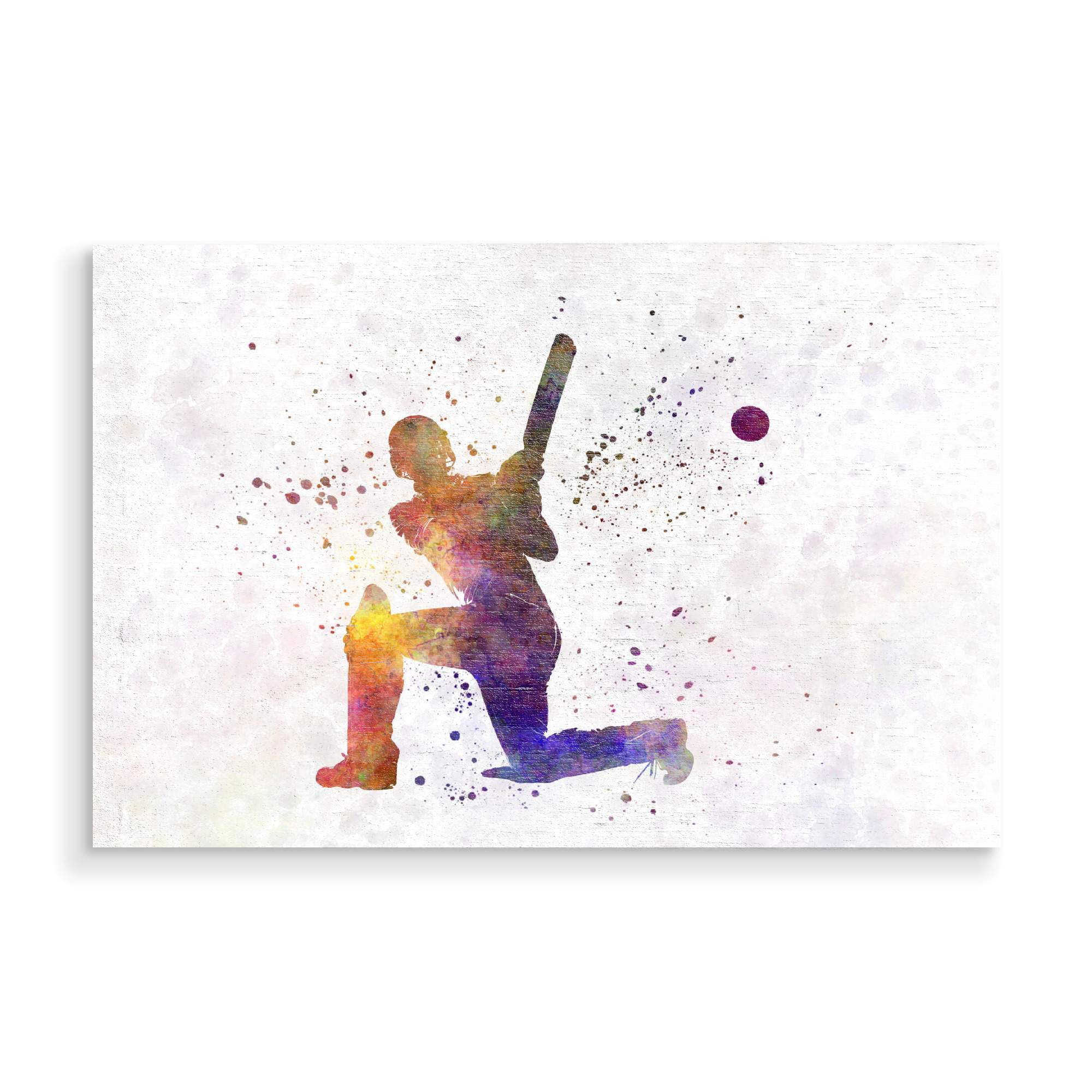 Holzbild "Cricket player batsman-h" artboxONE - Sport - Sport,Sports,Color,Illustration,Cricket,Bat,Ball,Player,Stadium,America,Batsman