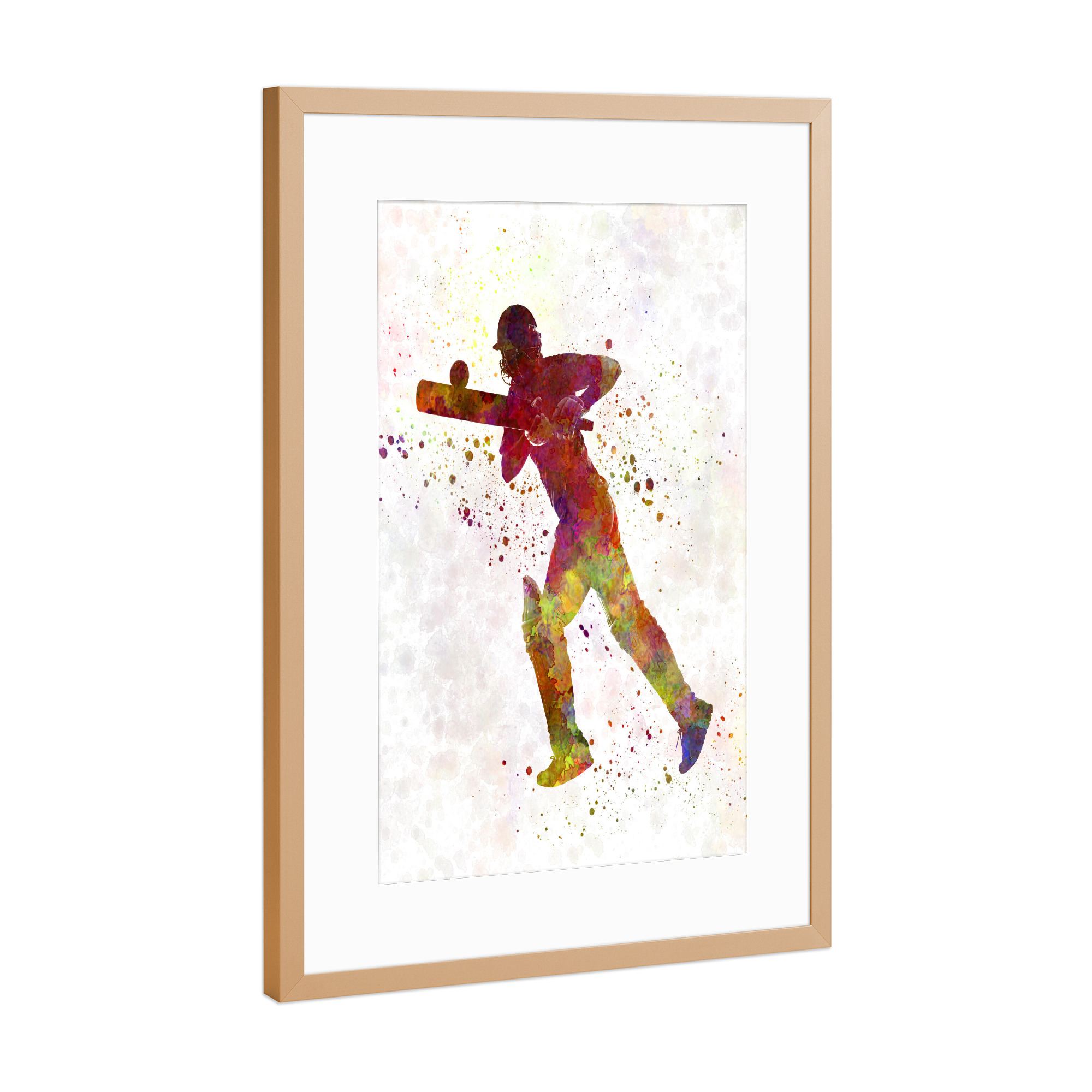 Poster mit Rahmen Kupfer "Cricket player batsman-f" artboxONE - Sport