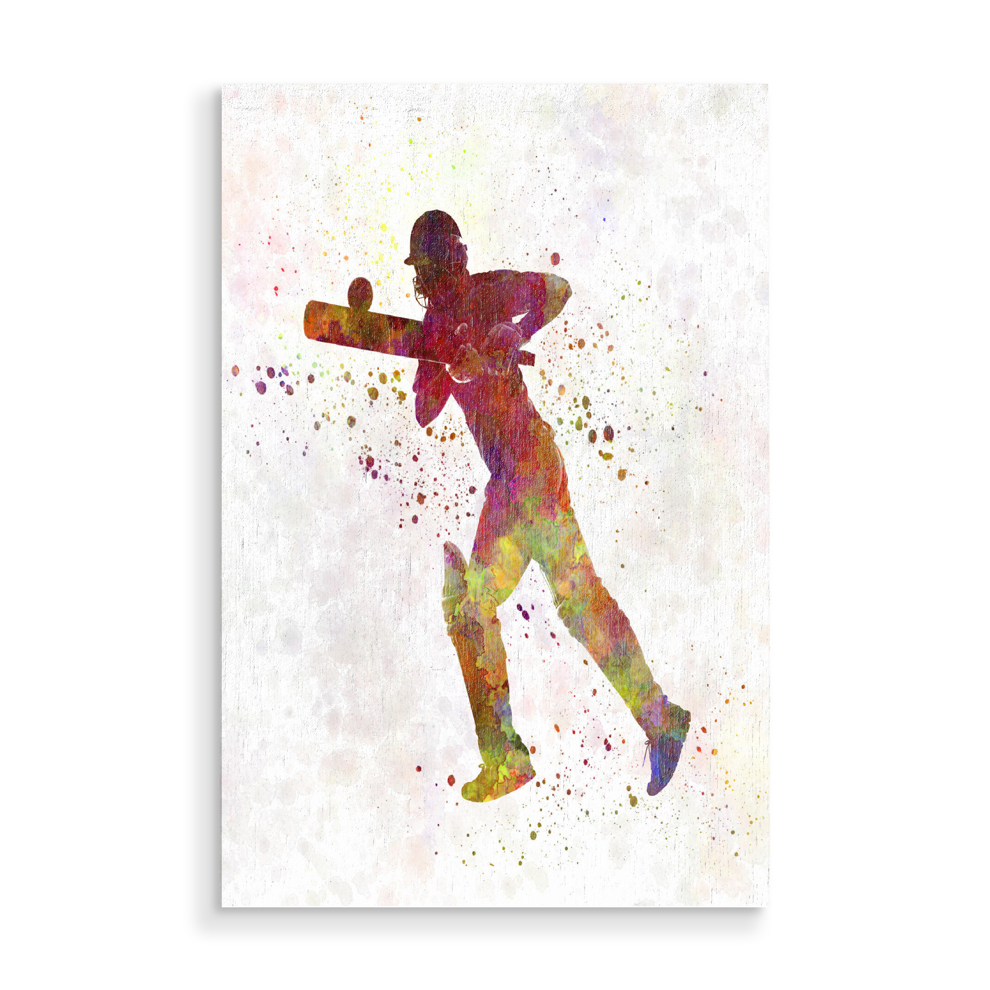 Holzbild "Cricket player batsman-f" artboxONE - Sport - Sport,Sports,Color,Illustration,Cricket,Bat,Ball,Player,Stadium,America,Batsman