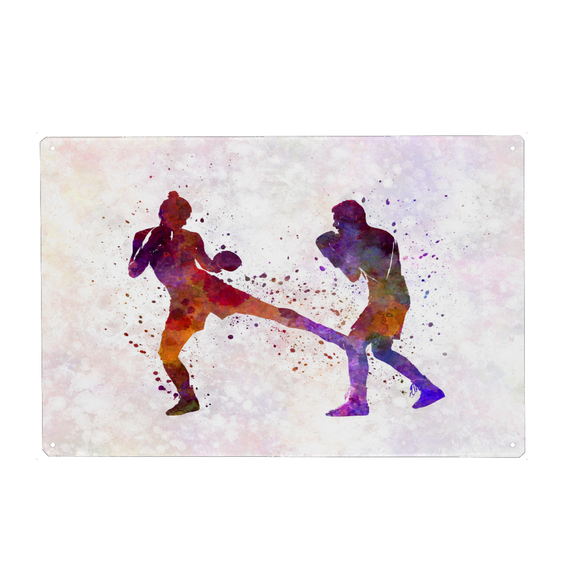 Metall Poster "Woman boxer boxing kickboxing-e" artboxONE - Sport - Sport,Sports,Color,Illustration,Boxing,Boxer,Quadrilateral,Fight,Combat,Kickboxing
