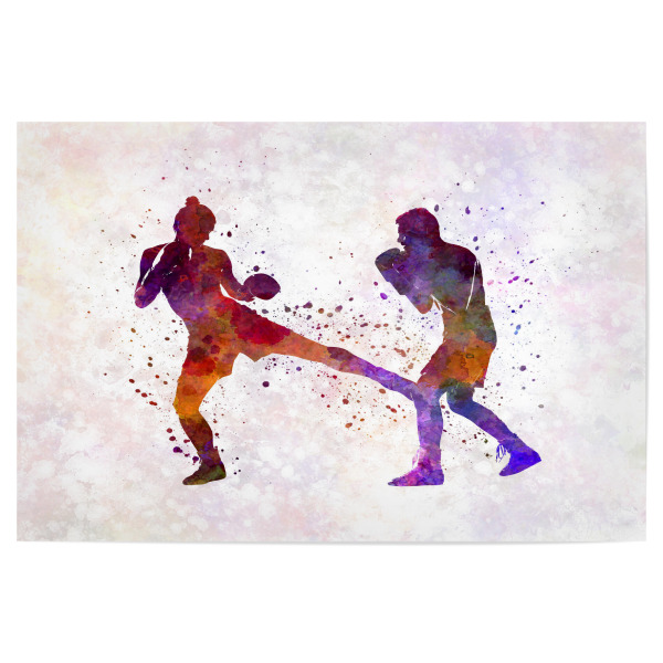 Poster "Woman boxer boxing kickboxing-e" artboxONE - Sport - Sport,Sports,Color,Illustration,Boxing,Boxer,Quadrilateral,Fight,Combat,Kickboxing