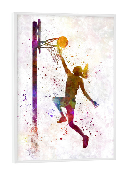 Poster mit weißem Rahmen "Young woman basketball player-d" artboxONE - Sport