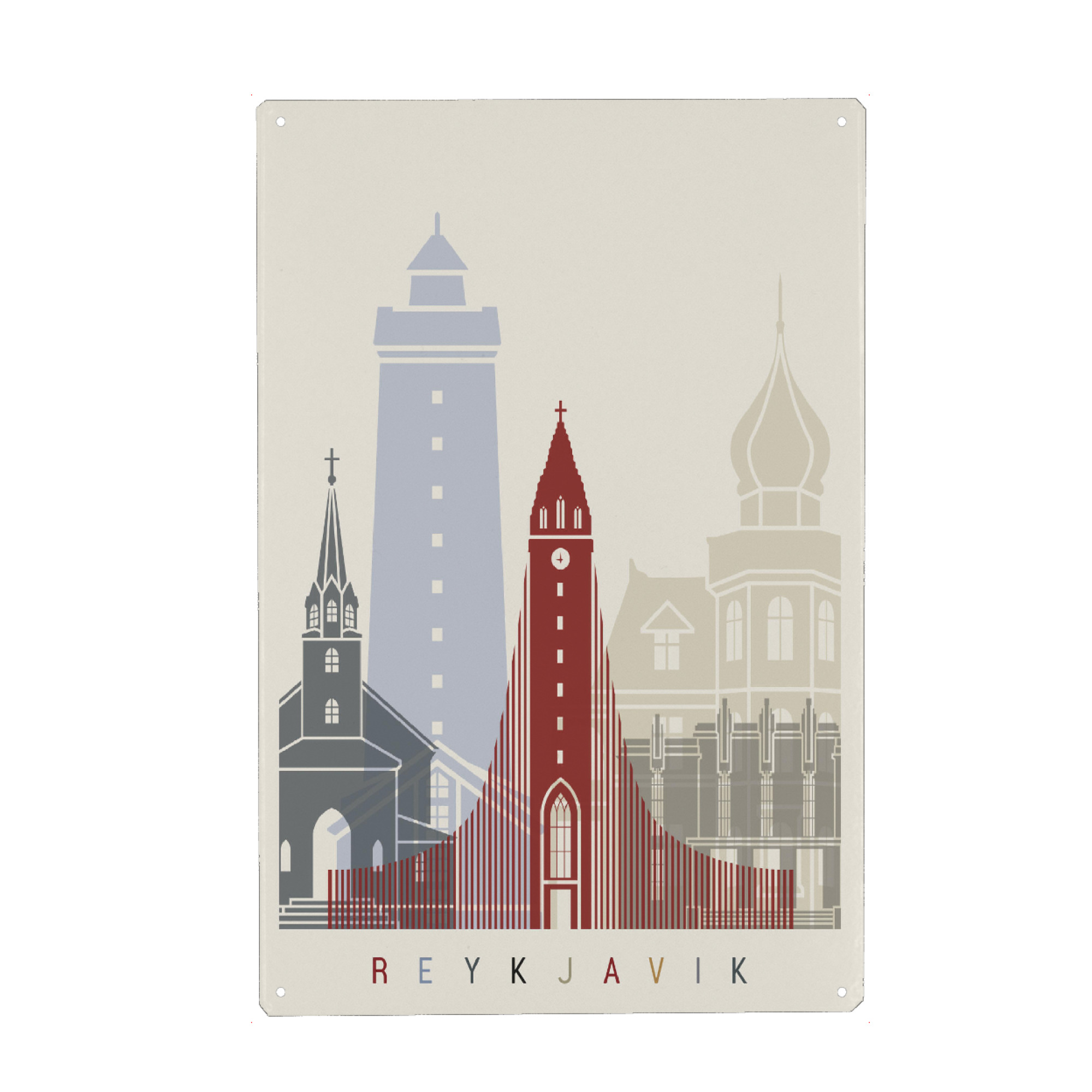 Holzbild "Reykjavik skyline" artboxONE - Städte,Architektur