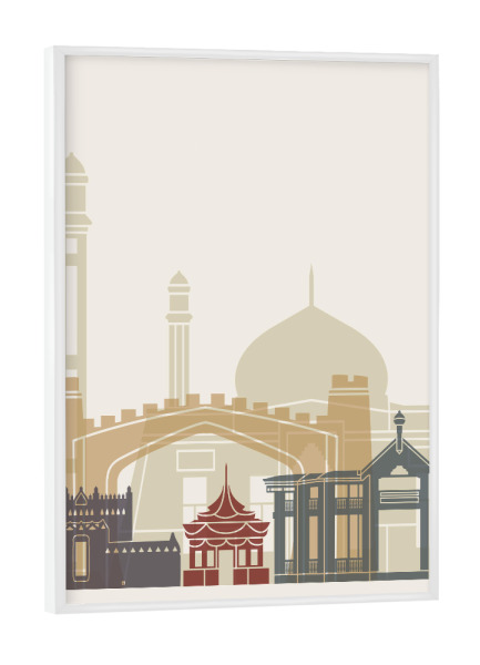 Poster mit weißem Rahmen "Quetta skyline" artboxONE - Städte,Architektur