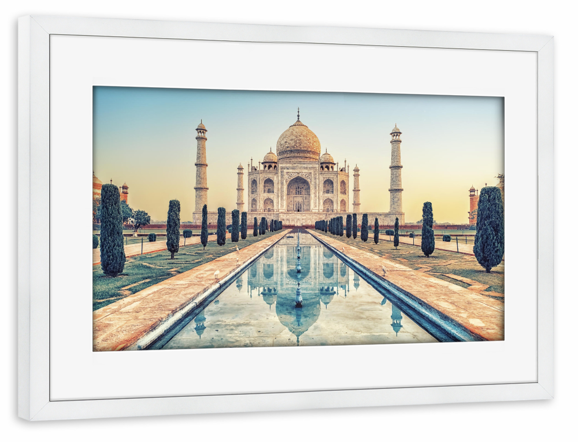 Poster mit Rahmen weiß "Beautiful Taj Mahal" artboxONE - Städte,Reise,Architektur,Reise / Asien,Reise / Länder
