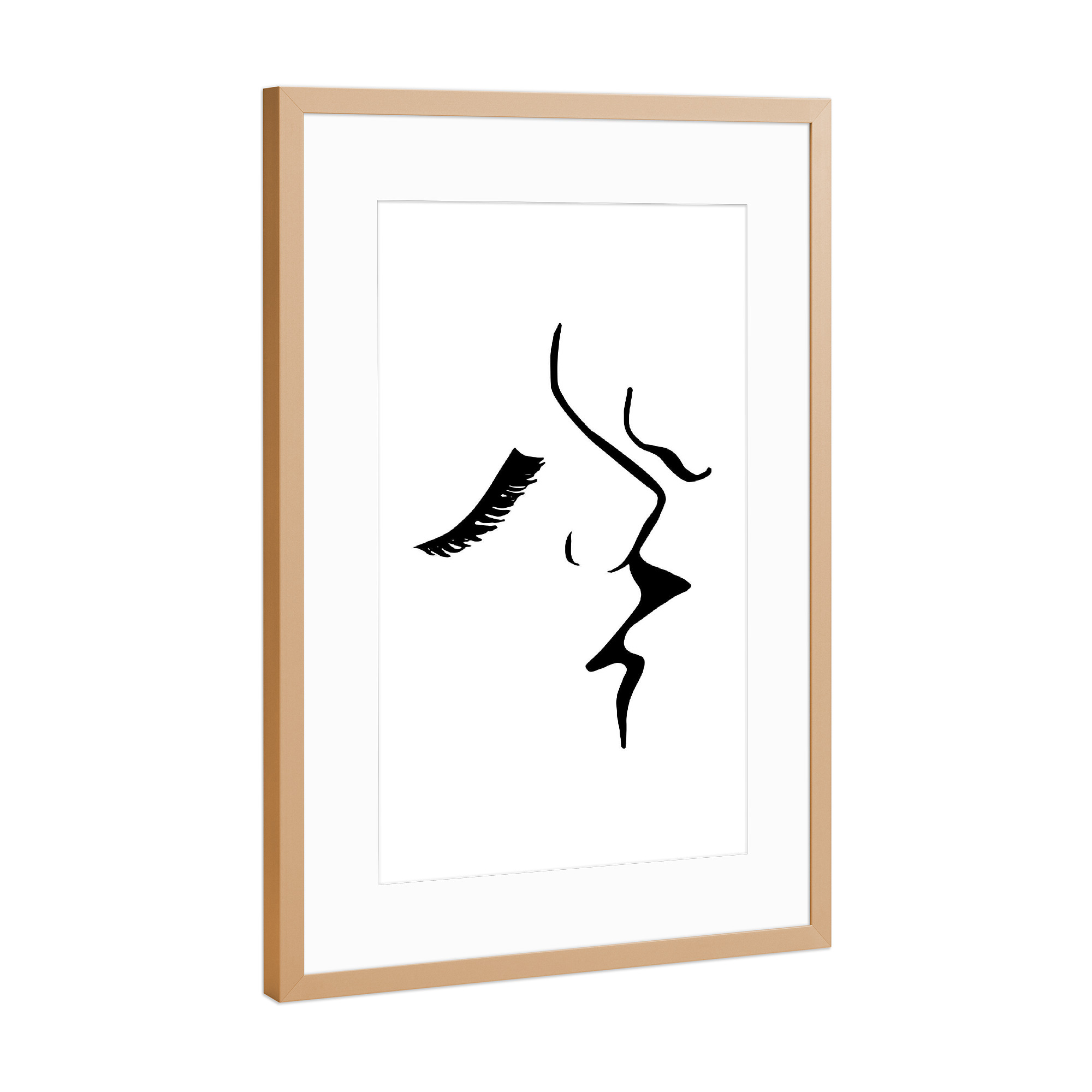 Poster mit Rahmen Kupfer "The Kiss abstract couple" artboxONE - Abstrakt,Menschen,Liebe
