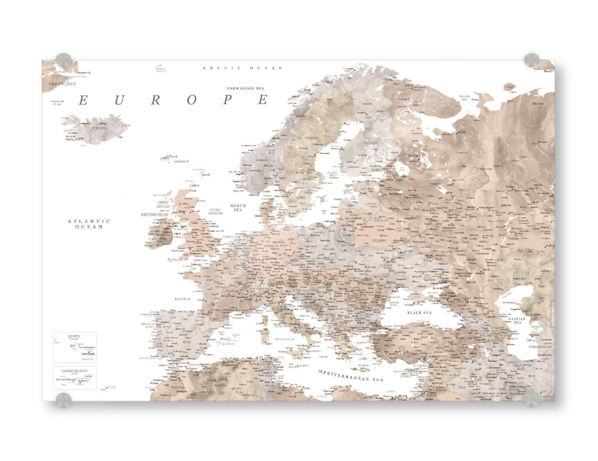 Acrylglasbild "Detailed map of Europe ,Abey" artboxONE - Reise,Kartografie