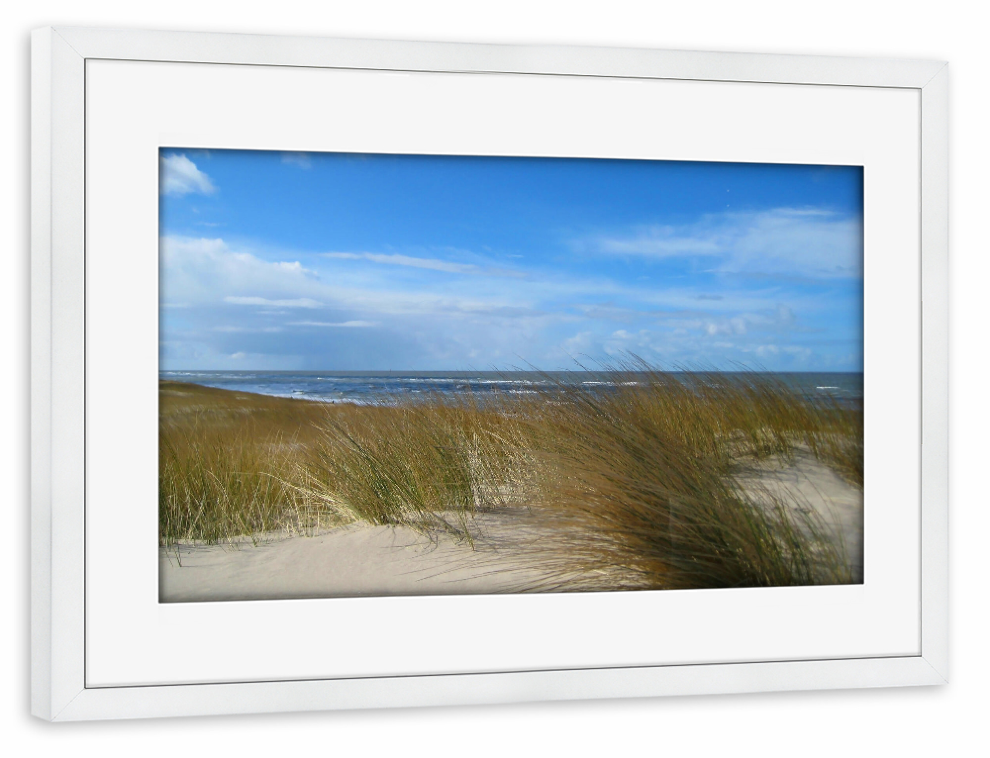 Poster mit Rahmen weiß "Dünen im Wind" artboxONE - Natur,Reise,Reise / Strand und Meer
