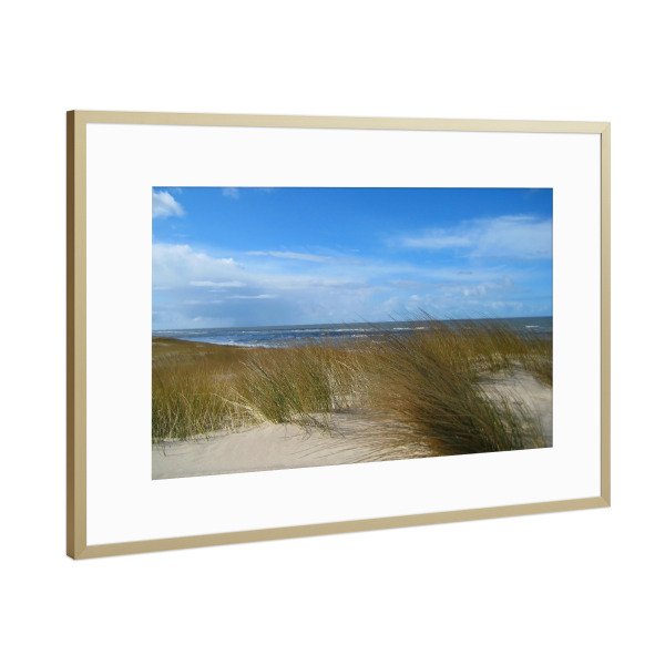 Poster mit Rahmen Gold "Dünen im Wind" artboxONE - Natur,Reise,Reise / Strand und Meer