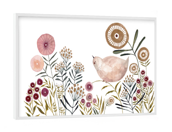Poster mit weißem Rahmen "Voglhuber - Goldener Vogel" artboxONE - Natur,Floral,Tiere