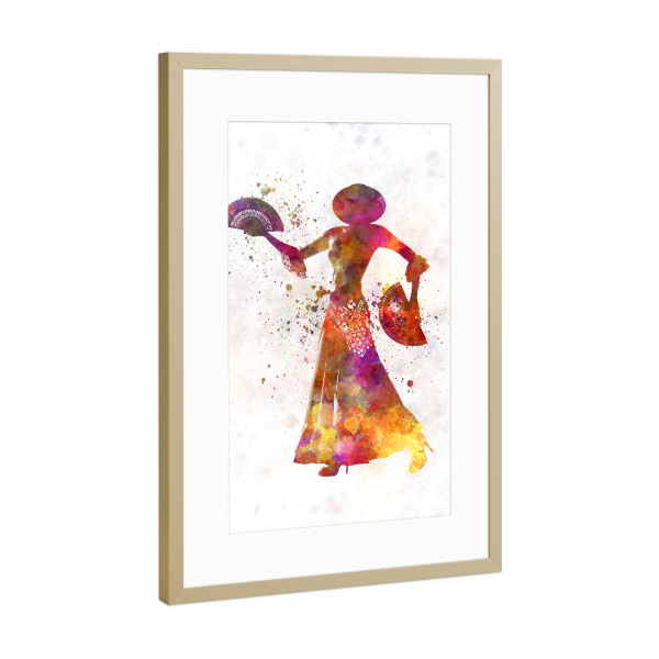 Poster mit Rahmen Gold "Spanish gypsy flamenco" artboxONE - Musik