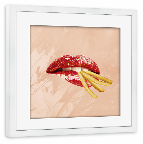 Poster mit Rahmen weiß "French fries Lovers by Tas" artboxONE - Essen & Trinken,Lustig