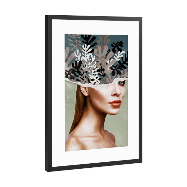 Poster mit Rahmen Schwarz (Metallic) "Floral Woman II by Tas" artboxONE - Natur,Floral,Menschen