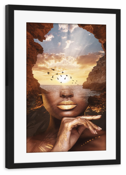 Poster mit Rahmen schwarz "Golden Landscape" artboxONE - Natur,Tiere,Menschen