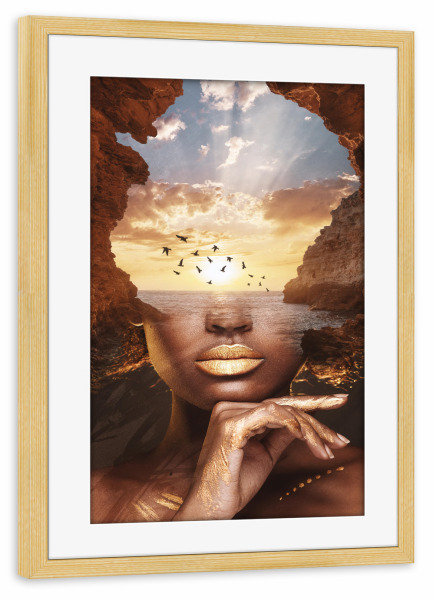 Poster mit Rahmen kiefer "Golden Landscape" artboxONE - Natur,Tiere,Menschen