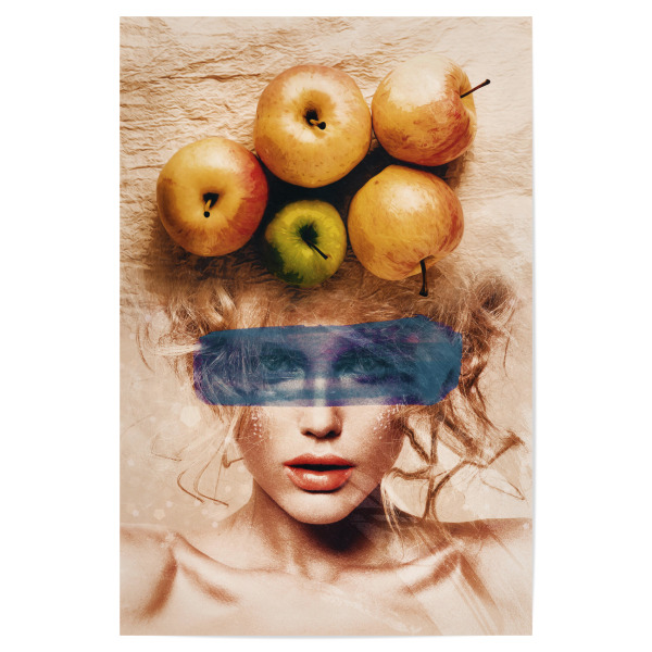 Poster 30x20 cm "Lady with Apples" artboxONE - Abstrakt,Menschen,Essen & Trinken / Obst & Gemüse