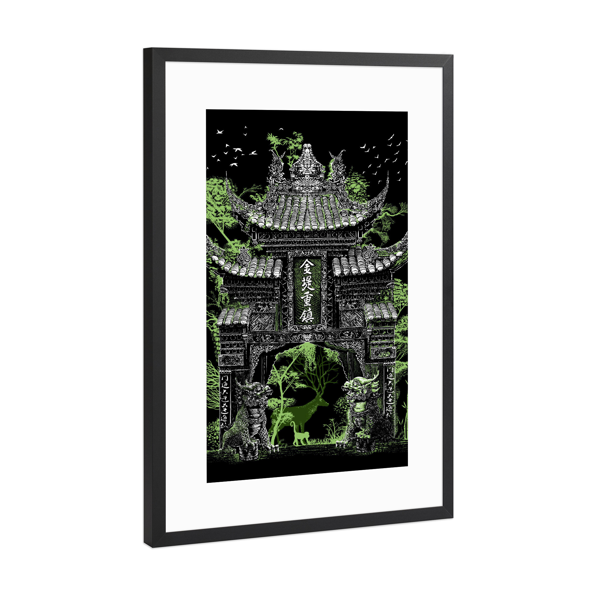 Poster mit Rahmen Schwarz (Metallic) "Chinese temple gate" artboxONE - Architektur,Städte / Tokio