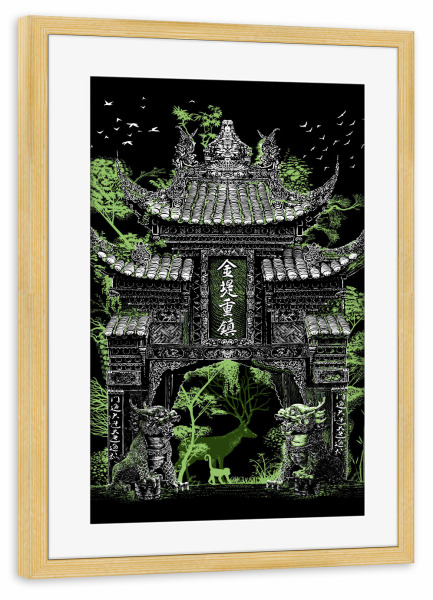Poster mit Rahmen kiefer "Chinese temple gate" artboxONE - Architektur,Städte / Tokio